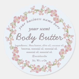 Sticker Rond Beurre de corps de Dogwood rose pâle