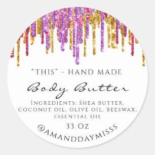 Sticker Rond Beurre de corps emballage Cosmétiques Purple Gold 
