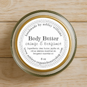 Sticker Rond Beurre de corps fait main Commerce biologique Noir