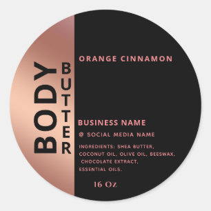 Sticker Rond Beurre de corps noir minimaliste en or rose modern