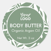 Sticker Rond Beurre de corps vert végétal Tropical minimal (Devant)