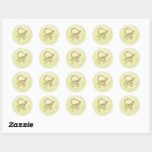 Sticker Rond Beurre de monogramme de script doré TOUTES INITIAL (Feuille)