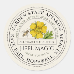 Sticker Rond Beurre de talon de cire d'abeille avec l'abeille e