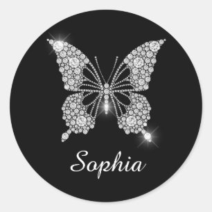Sticker Rond Beurre Diamant Blanc, Nom De Script Blanc,
