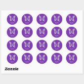 Sticker Rond Beurre Diamant Blanc, Nom Du Script, Violet (Feuille)
