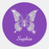 Sticker Rond Beurre Diamant Blanc, Nom Du Script, Violet (Devant)