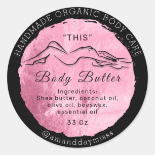 Sticker Rond Beurre du corps Baume emballage Rose rose