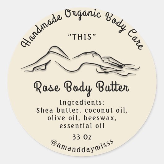 Sticker Rond Beurre du corps Rose noir (Devant)
