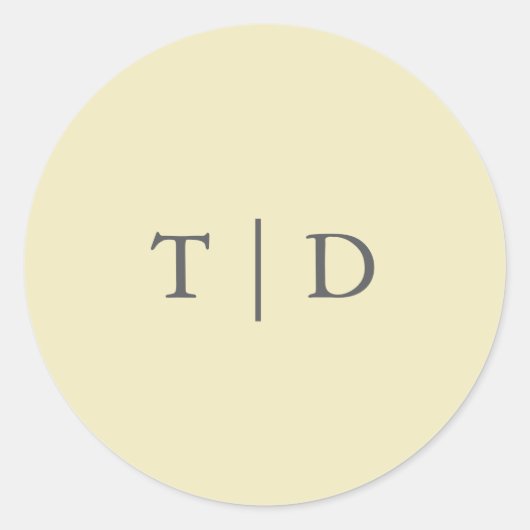 Sticker Rond Beurre élégant Monogramme jaune Mariage moderne (Devant)