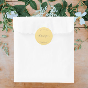 Sticker Rond Beurre jaune stylisé Merci Mariage