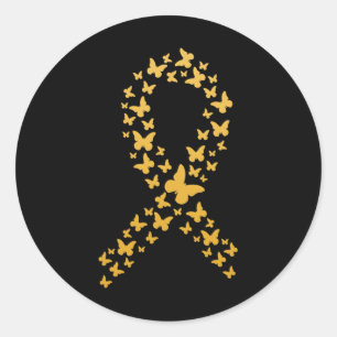 Sticker Rond Beurre Or Mignonne Ruban Cancer de l'Enfance Awar