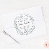 Sticker Rond Beurre ou gommage blanc à couronne fleurie (Enveloppe)