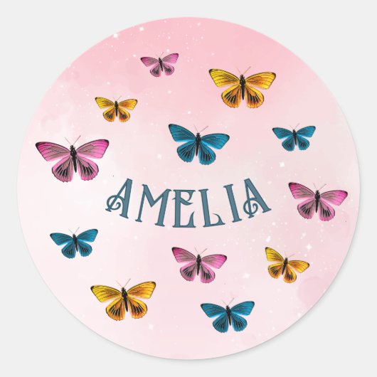 Sticker Rond Beurre rose mignonne Fille Anniversaire (Devant)
