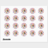 Sticker Rond Beurre rose mignonne Fille Anniversaire Photo (Feuille)