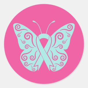 Sticker Rond Beurre rose Ruban Journée de sensibilisation au ca