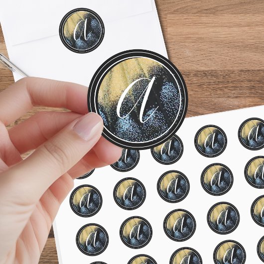 Sticker Rond Beurre simple aile jaune et bleu