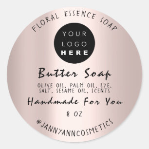 Sticker Rond Beurre Soap Cosmetics Rose Fabriqué à la main Scri