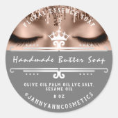 Sticker Rond Beurre Soap Cosmétique Gris Royal Lashes Princesse (Devant)