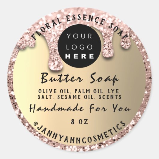 Sticker Rond Beurre Soap Cosmétique Parties scintillant à la ma (Devant)
