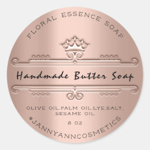 Sticker Rond Beurre Soap Cosmétique Royal Crown Rose Luxe