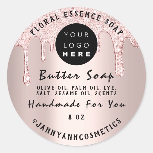 Sticker Rond Beurre Soap Cosmétiques Drimade Rose Rose (Devant)