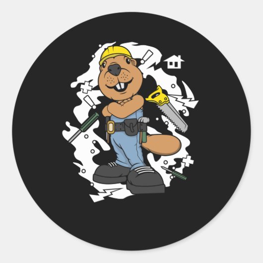 Sticker Rond Bever le constructeur (Devant)