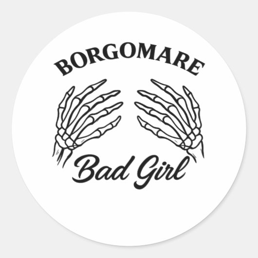 Sticker Rond Bgm Bad Girl - Skeleton Heart Mains (Devant)