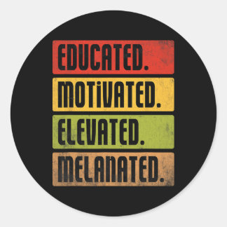 Sticker Rond Bhm Melanated élevée instruite motivée Afro Bla