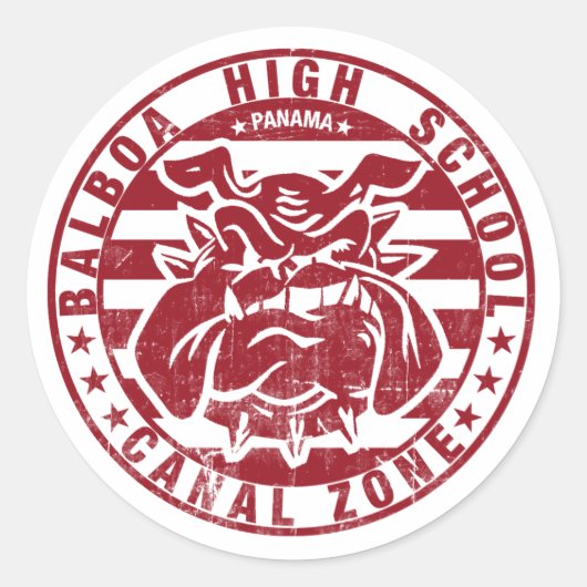 Sticker Rond BHS Bulldogs (patiné - rouge) (Devant)