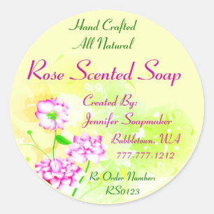 Sticker Rond Bi Roses couleur sur Jaune Ver. 2