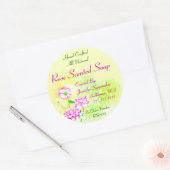 Sticker Rond Bi Roses couleur sur Jaune Ver. 2 (Enveloppe)
