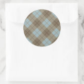 Sticker Rond Biais Plaid en bleu et Brown (Sac)