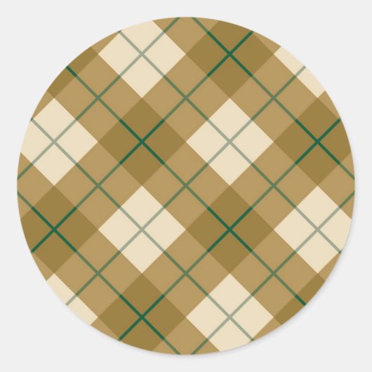 Sticker Rond Bias Plaid en or et Green Stripe (Devant)