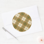 Sticker Rond Bias Plaid en or et Green Stripe (Enveloppe)