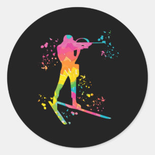 Sticker Rond Biathlète Biathlon de ski nordique 16