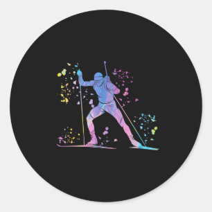 Sticker Rond Biathlète ski nordique biathlon
