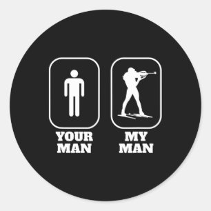 Sticker Rond Biathlon amusant Biathlon Biathloniste Boyfriend G