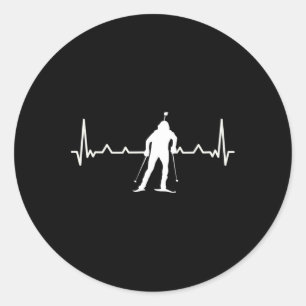 Sticker Rond Biathlon Heartbeat Ski de fond hiver Spo