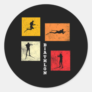 Sticker Rond Biathlon Ski de fond Biathlète Hiver Spo