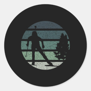Sticker Rond Biathlon Ski Hiver Sports Rétro Vintage 1