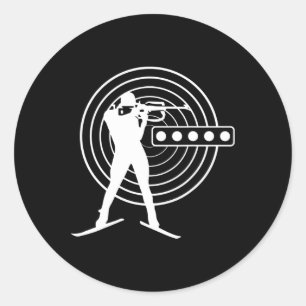 Sticker Rond Biathlon Ski Ski Sports d'hiver Ski de fond