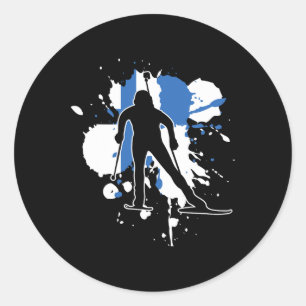 Sticker Rond Biathloniste finlandais - Biathlon finlandais