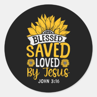 Sticker Rond Bible chrétienne Verse Foi Dieu Fleur Jean 3_16 B