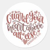 Sticker Rond Bible chrétienne Verse ✝️ Garde Votre Coeur (Devant)