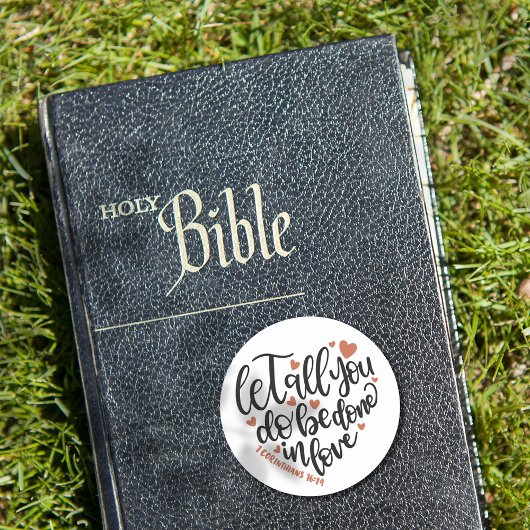 Sticker Rond Bible chrétienne Verse ✝️ Love Coeur Design