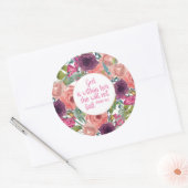 Sticker Rond Bible chrétienne Verse rose violet Floral (Enveloppe)