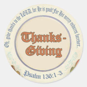 Sticker Rond Bible chrétienne Verse Thanksgiving