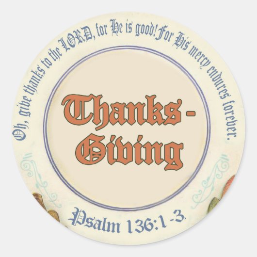 Sticker Rond Bible chrétienne Verse Thanksgiving (Devant)