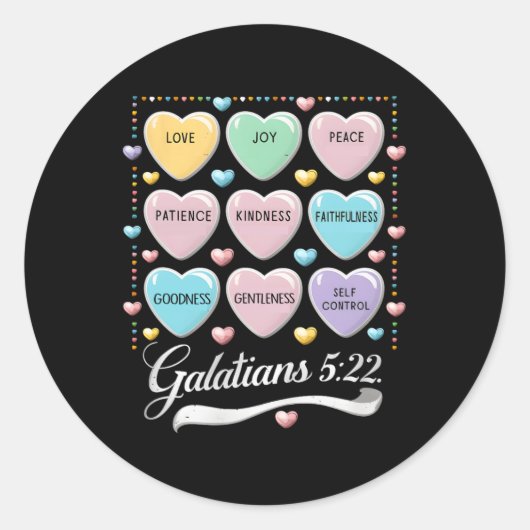 Sticker Rond Bible Christian Valentine Galates 5 22 Conversat (Devant)