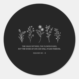 Sticker Rond Bible Fleur Verset Pâques La Parole De Notre Dieu